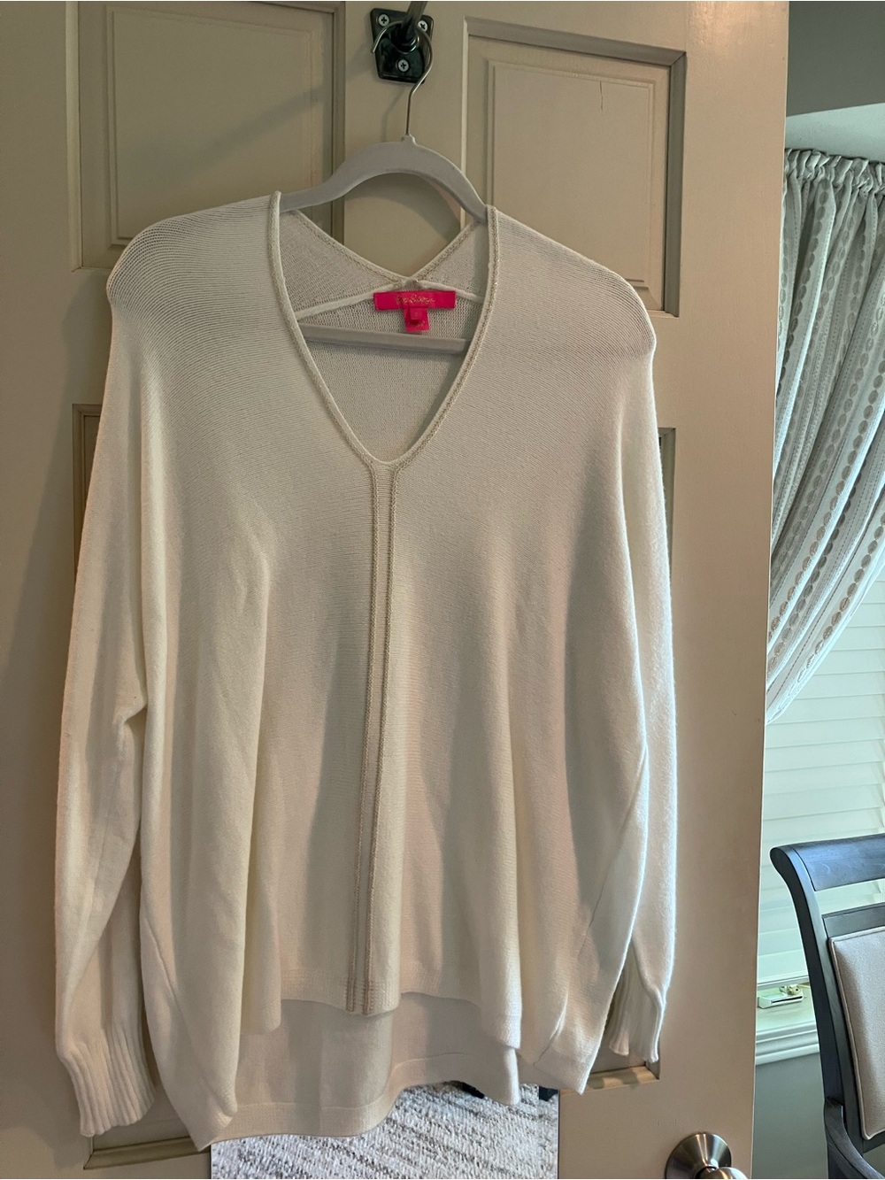 Lilly Pulitzer White V-Neck Lightweight Sweater